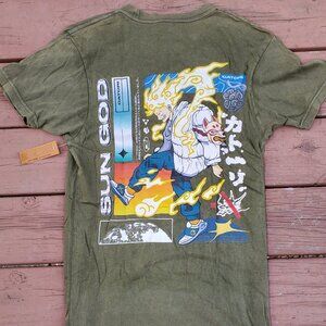 Luffy Sun God One Pease Green Vintage-Washed Tee - Size S
